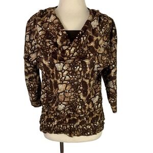 ISABELLA RODRIGUEZ New Animal Alligator TOP S Cowl Blouse Retro Mob Wife $88